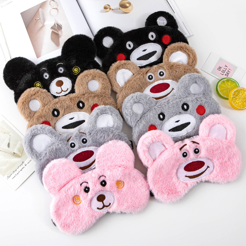 Cuddly Bear cartoon plush sleeping eye mask